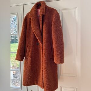 Maeve by Anthropologie Rust-Orange Teddy Coat